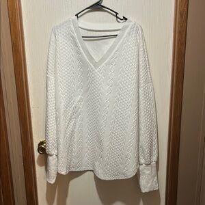 SHEIN White V-Neck Sweater